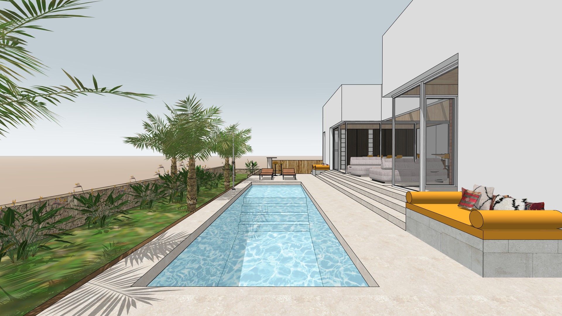Long pool terrace at Son Remei